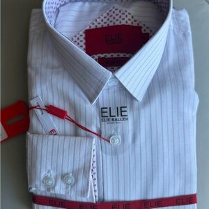 Elie Balleh Men's White Striped Dress Shirt